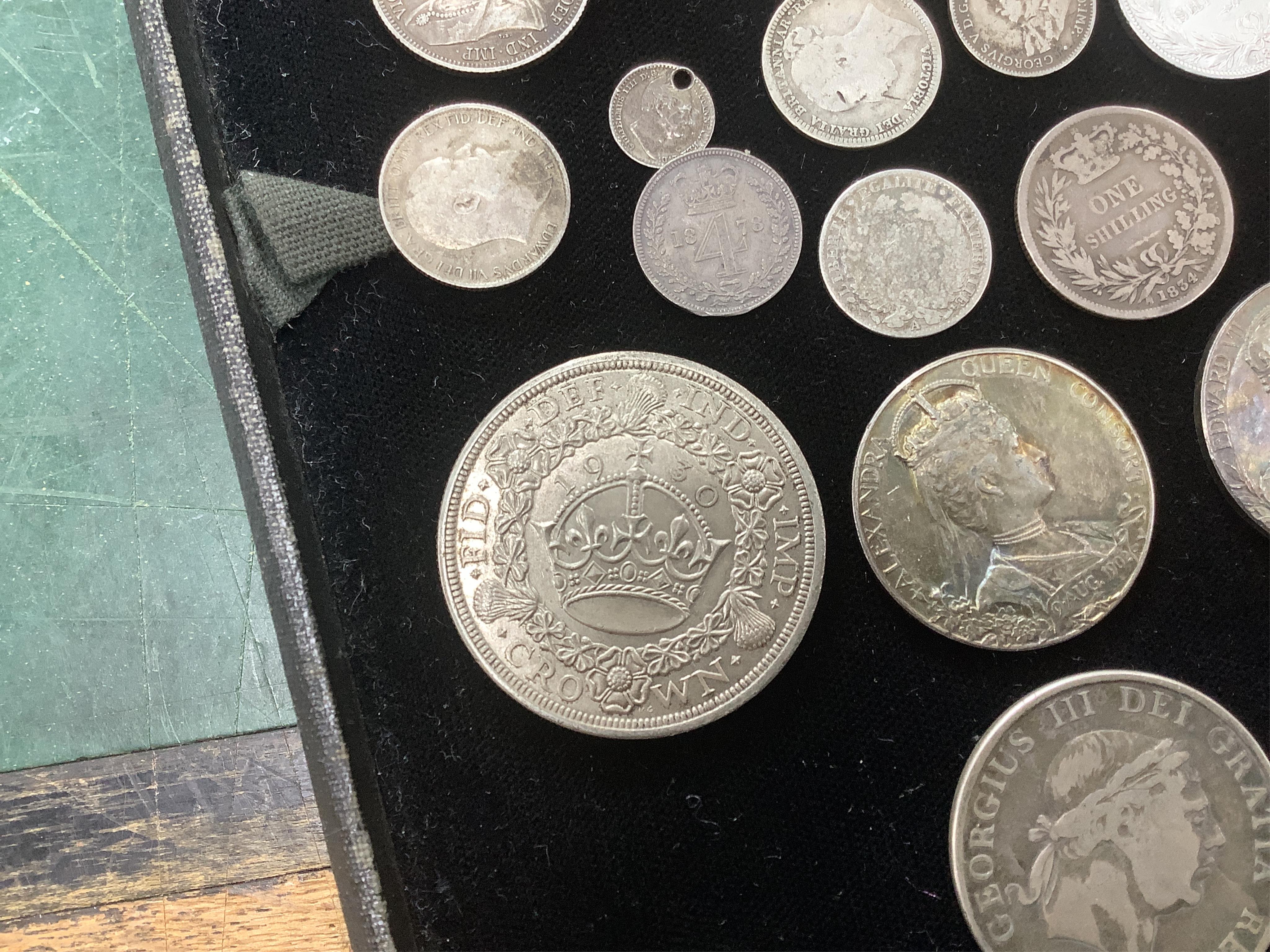 A quantity of British, Dutch, South Africa etc silver coins, 19th- early 20th century, to include a George V crown 1930, about EF etc.